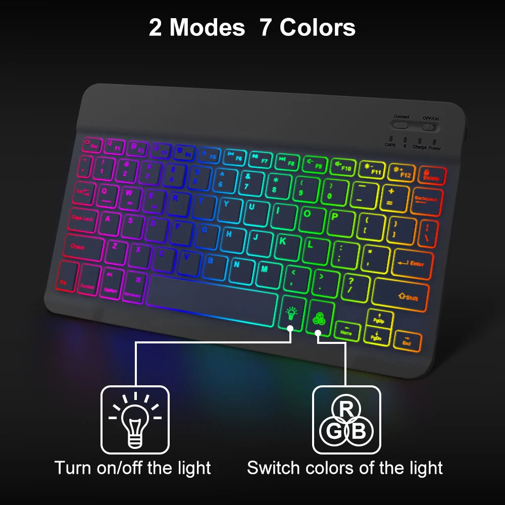Clavier Bluetooth Mini RGB 10" — Rétroéclairé, Rechargeable & Compatible Tablette/PC | Novatek Studio