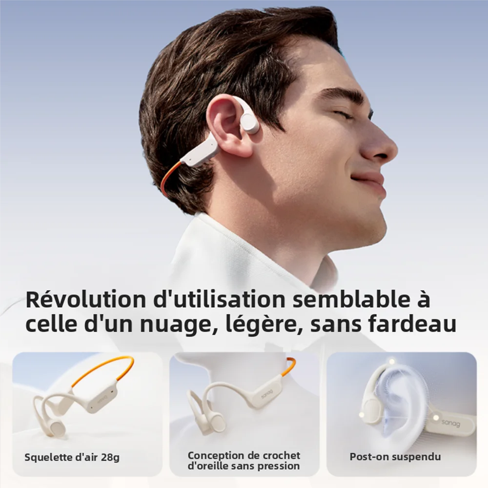 Écouteurs à Conduction Osseuse Sanag B33S — IPX8 Natation, 32Go & Bluetooth 5.3 | Novatek Studio