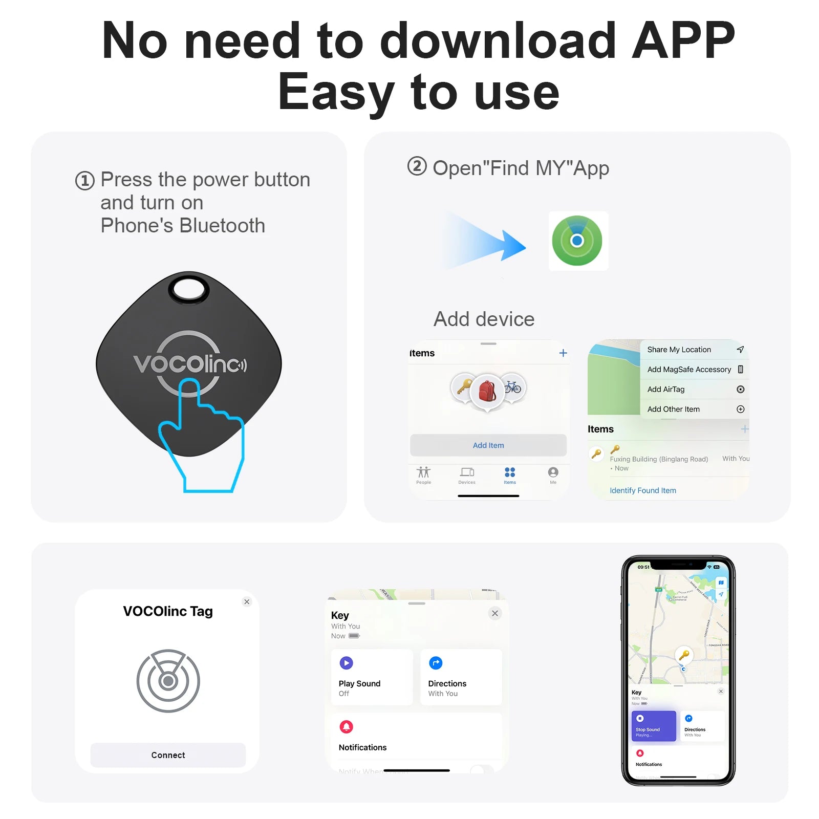 Traceur Bluetooth Anti-Perte VOCOlinc — Clés, Portefeuille & Sac | Novatek Studio
