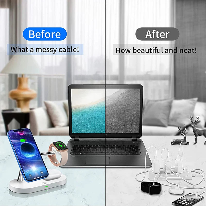Station de Charge Sans Fil 3 en 1 — iPhone, Apple Watch & AirPods 15W Rapide | Novatek Studio