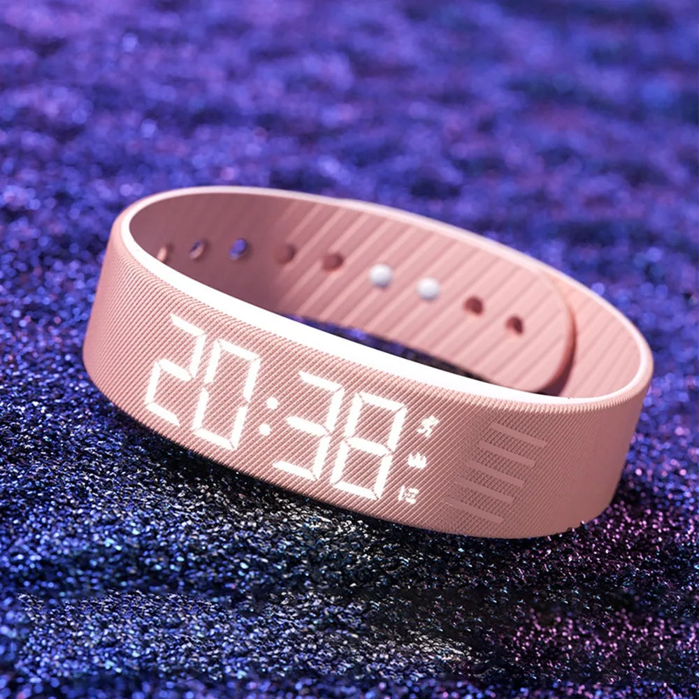 Bracelet Réveil Vibrant LED — Alarme Silencieuse, Podomètre & Waterproof | Novatek Studio