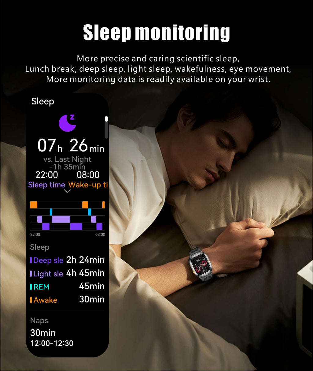 Smartwatch Militaire GPS 2.01" AMOLED — Boussole, Altimètre, Appels & 9 Jours | Novatek Studio