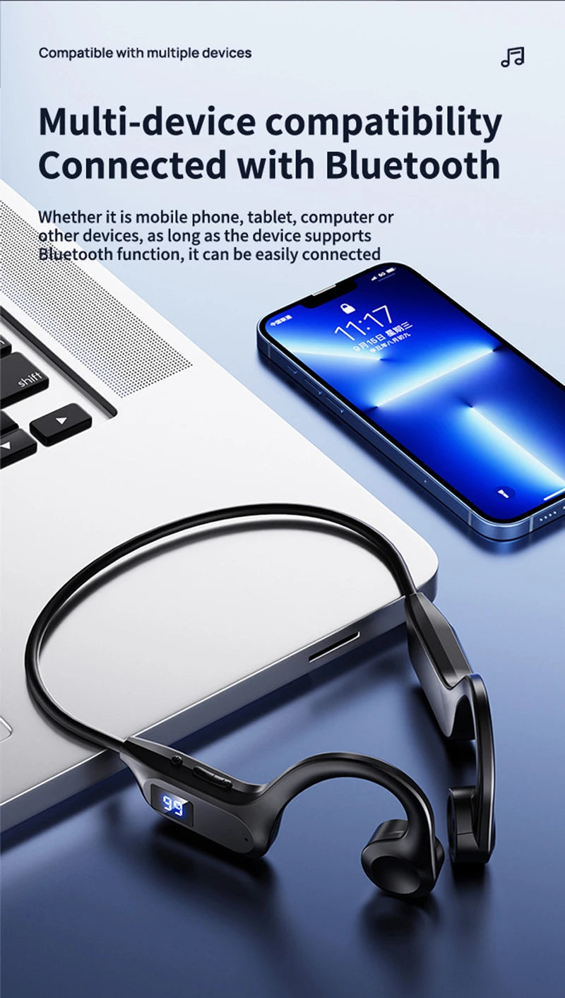Écouteurs Conduction Osseuse Bluetooth 5.2 — 32H, ANC, Waterproof & Sport | Novatek Studio