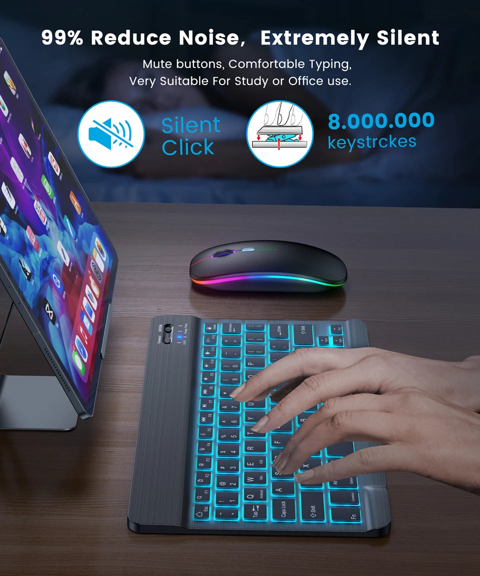 Clavier Bluetooth Mini RGB 10" — Rétroéclairé, Rechargeable & Compatible Tablette/PC | Novatek Studio