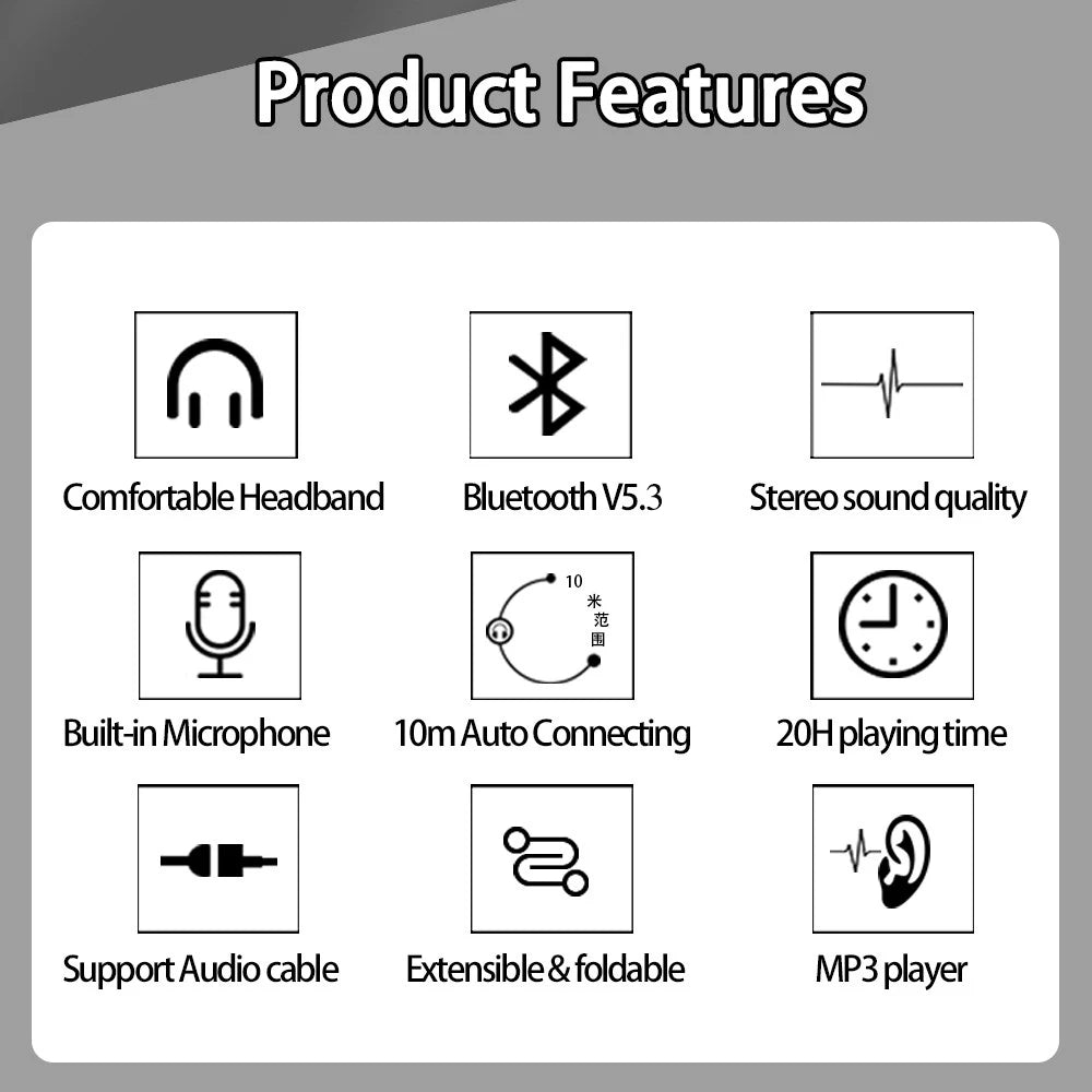 Casque Bluetooth 5.3 — 20H Autonomie, FM Radio, Micro HD & Mousse Mémoire | Novatek Studio