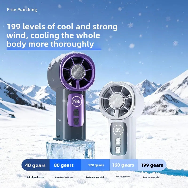 Mini Ventilateur Portable Rechargeable USB — 199 Vitesses & Refroidissement Semiconducteur | Novatek Studio