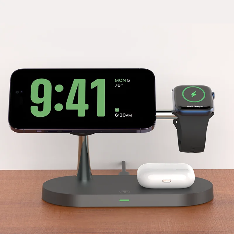 Station de Charge Sans Fil 3 en 1 — iPhone, Apple Watch & AirPods 15W Rapide | Novatek Studio