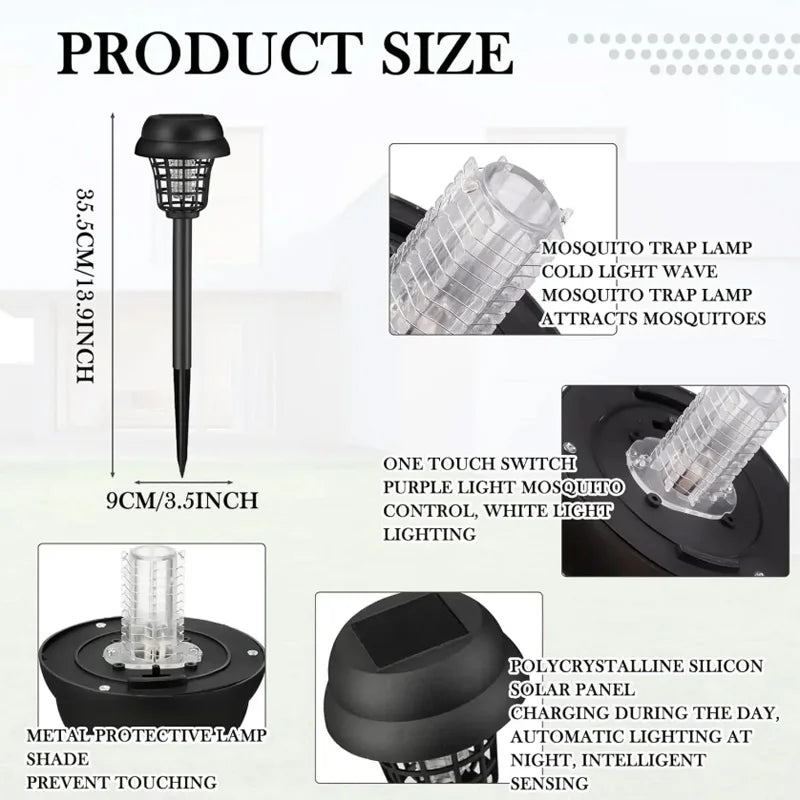Lampe Solaire Anti-Moustiques UV — Waterproof, LED Décoratif, Jardin & Camping | Novatek Studio