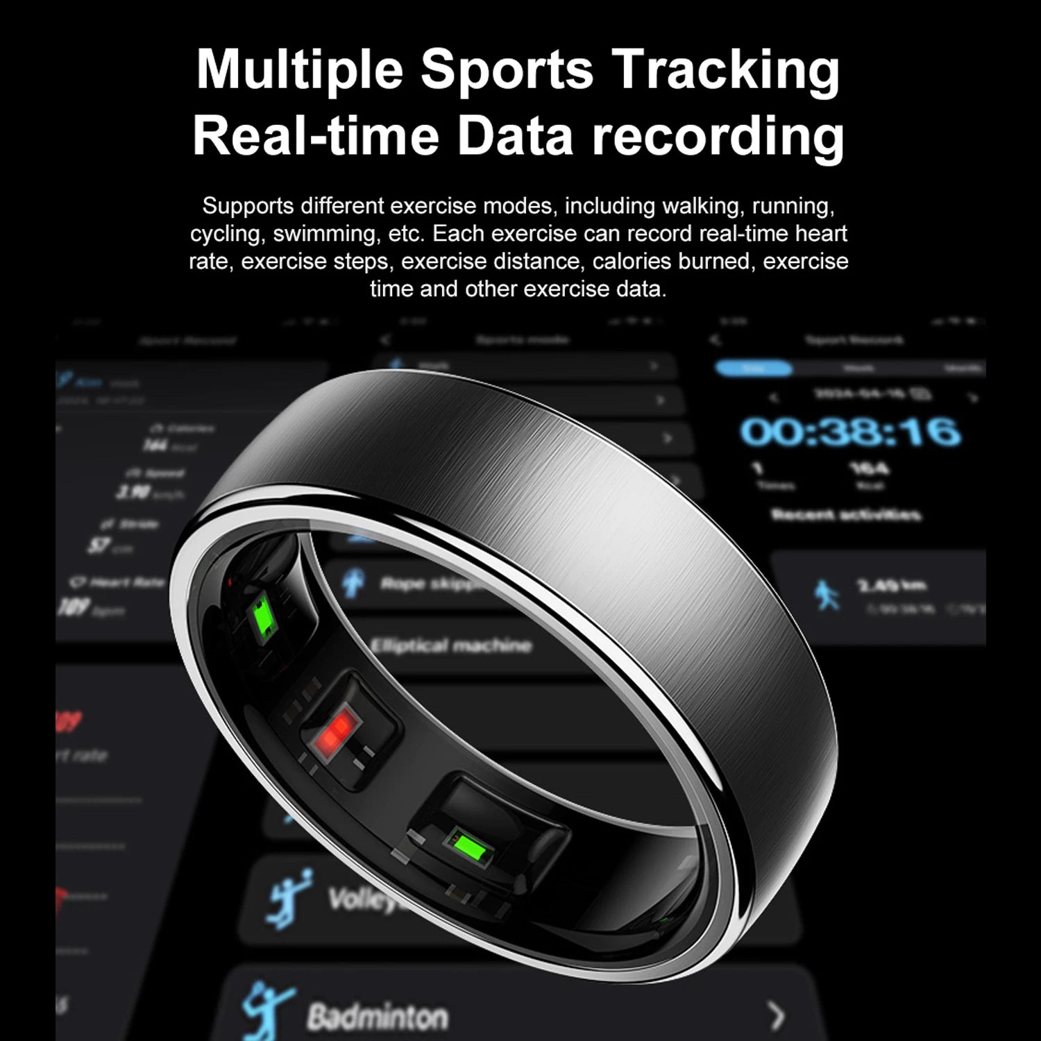 Bague Connectée Uhoofit R10 — Santé, Sommeil, IP68 5ATM & Multi-Sport | Novatek Studio
