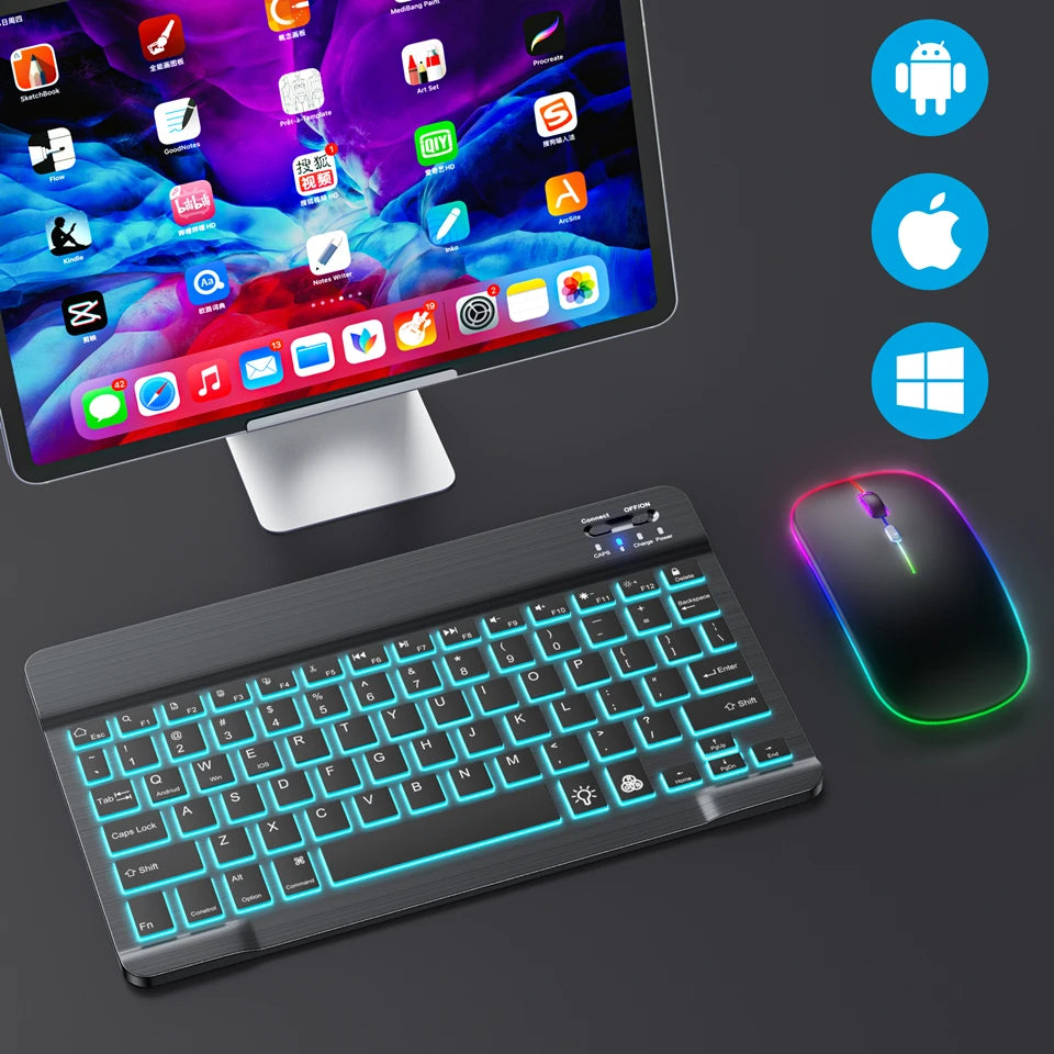 Clavier Bluetooth Mini RGB 10" — Rétroéclairé, Rechargeable & Compatible Tablette/PC | Novatek Studio