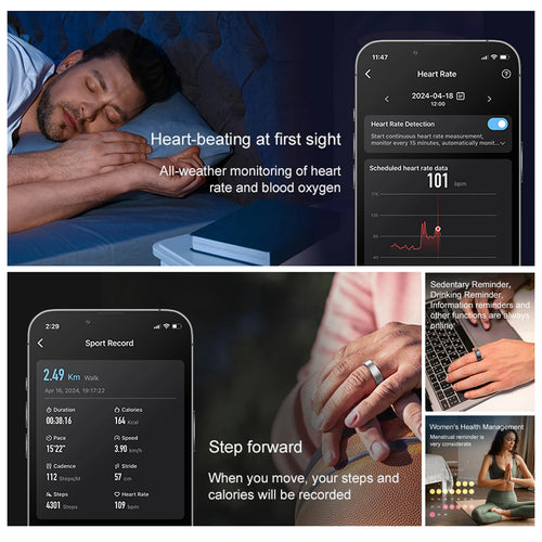Bague Connectée Uhoofit R10 — Santé, Sommeil, IP68 5ATM & Multi-Sport | Novatek Studio